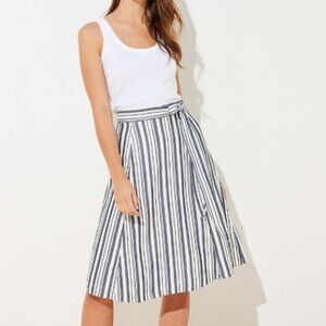 Loft Striped Tie Waist Midi Skirt - 4